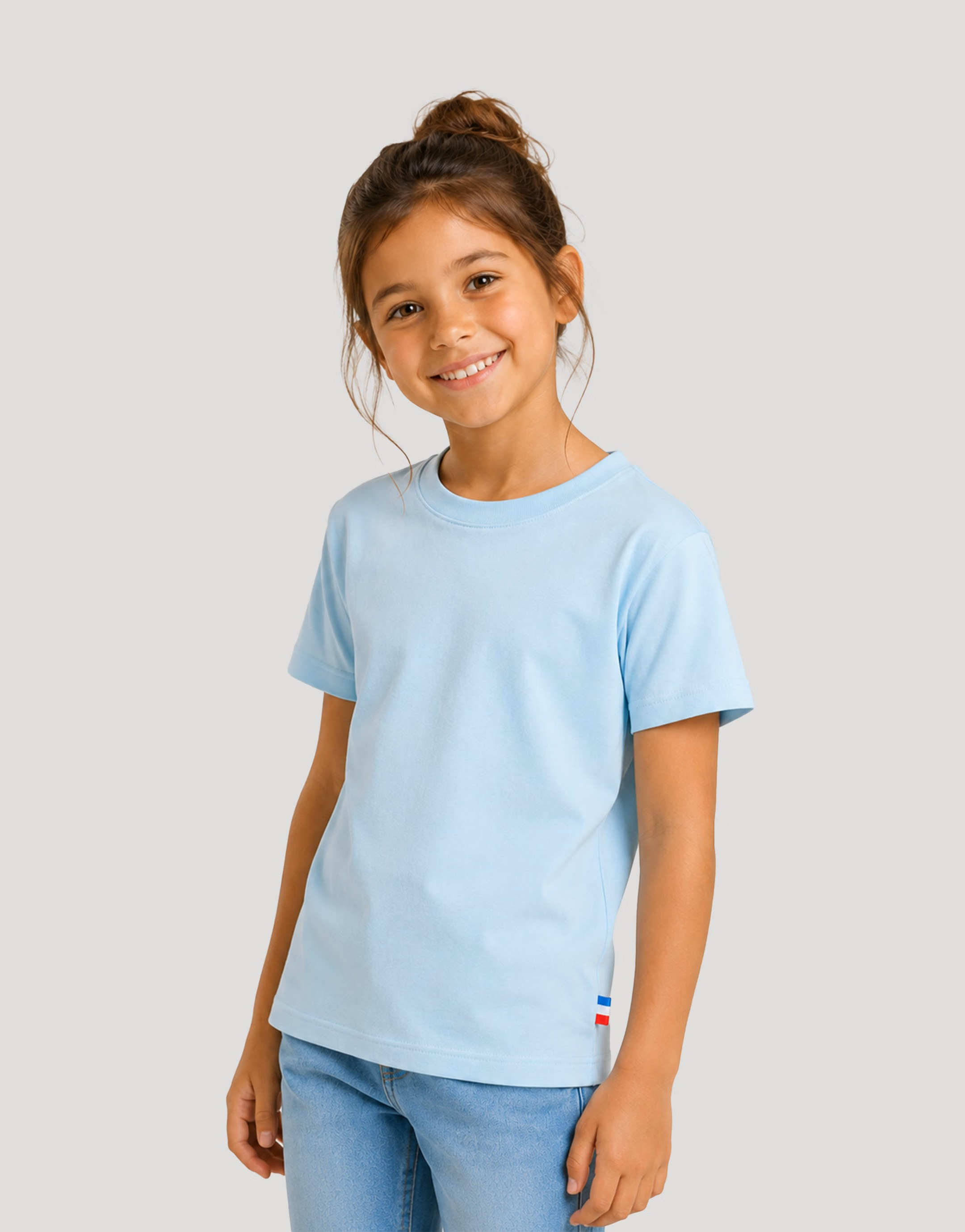 T-shirt enfant coton bio personnalisable Made in France Bleu ciel